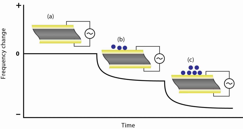 Diagram of Sauerbrey's measurement mechanism, which enables real-time measurement of surface interactions for battery research