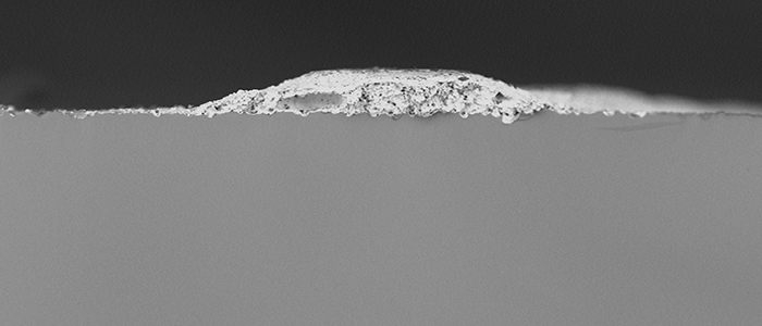 SEM image of a thin film cross section prepared with broad beam ion milling