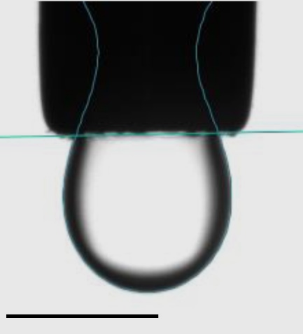 Optical image of pendant drop of a sample