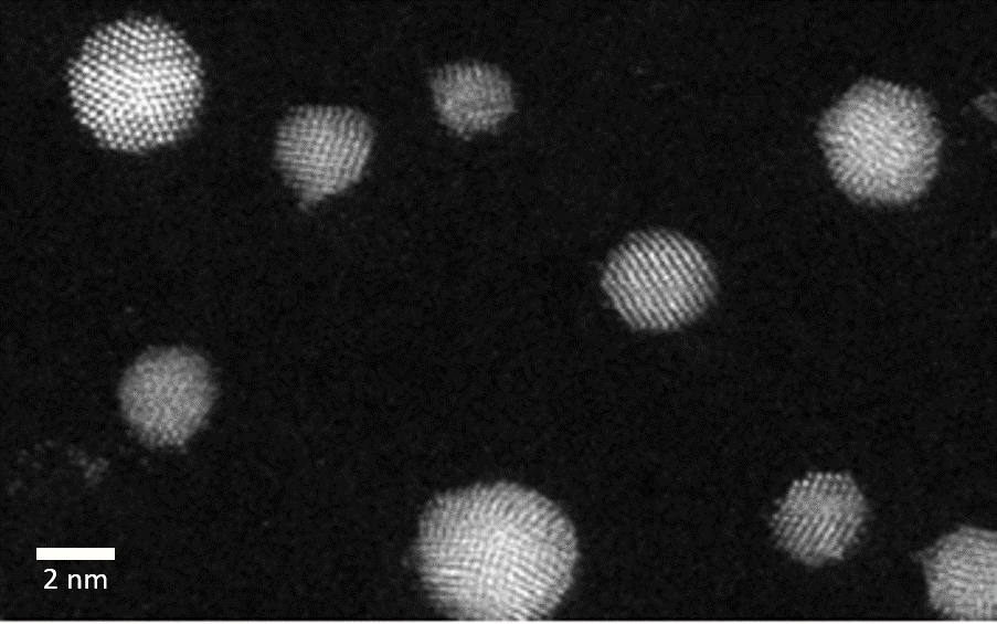 Image of unsupported Au nanoparticles deposited directly on a TEM grid