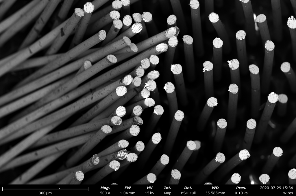 Benchtop SEM image of wires