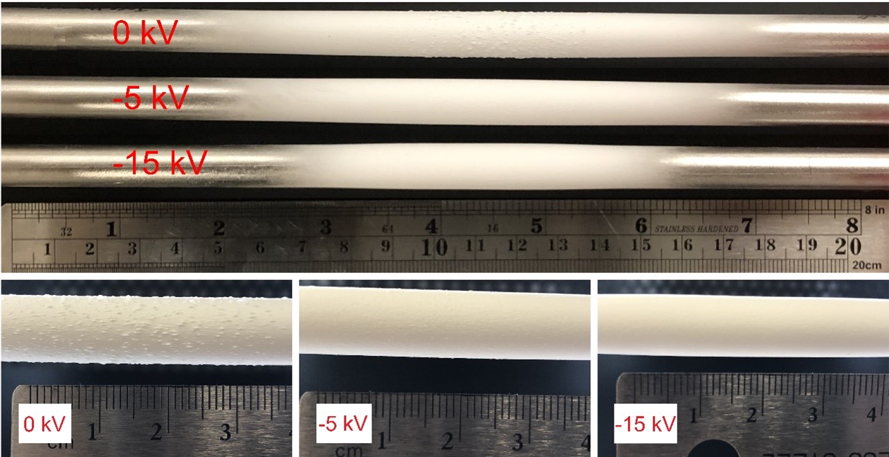 An example of how collector voltage and fiber deposition