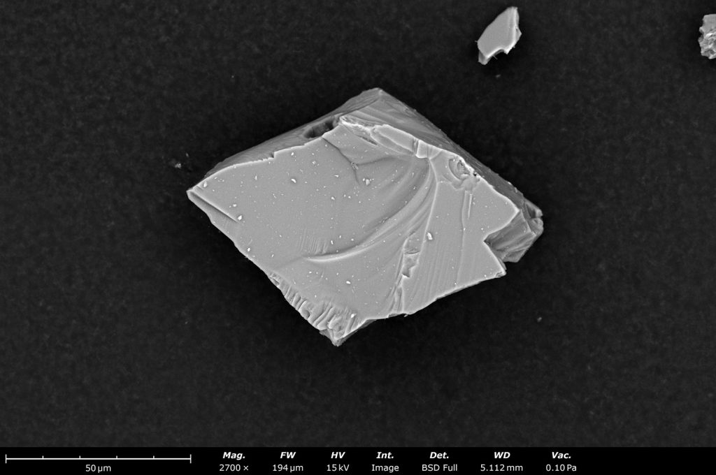 Hard SiC Particle located during technical cleanliness analysis on an SEM
